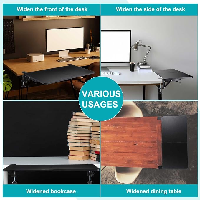 Yaocom Foldable Desk Extender 30 x 12 Inch Keyboard Tray Keyboard Extender for Desk Table Mount Arm Rest Shelf Foldable Drawer Tray for Dorm, Office, Kitchen Bar, RV Countertop, Black