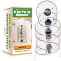 Evelots Pot Lid Organizer for Cabinet Door or Wall, 6-Slot Pot & Pan Lid Holder Rack, Steel Kitchen Cabinet & Pantry Storage Organizer for Glass and Metal Lids, White, 1 Pack