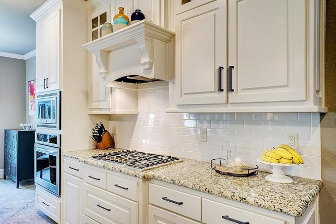 Ravinte Matte Black Square Cabinet Handles Drawer Pulls,5 Inch,45 Pack | Screws Included, Stainless Steel, Square Bar Grip, Easy Install, Kitchen Cabinet Hardware, For Cupboards, Drawers, Dressers