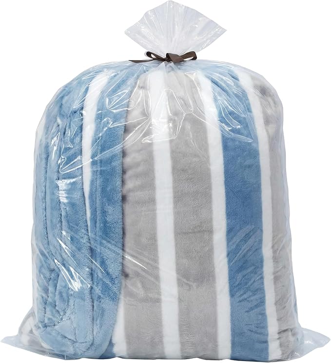 Wowfit 5 CT 32x42 inches Big Large Clear Plastic Bags Perfect for Blanket, Duvets, Pillows, Plush Toys, Comforter and Basement Storage (1.6 Mil Flat Bags)
