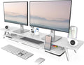 Fenge Dual Monitor Stand, Monitor Stands Riser for 2 monitors, 47.2 Inch Wood Desk Shelf with Storage Organizer and Cable Management for Office Desk Accessories