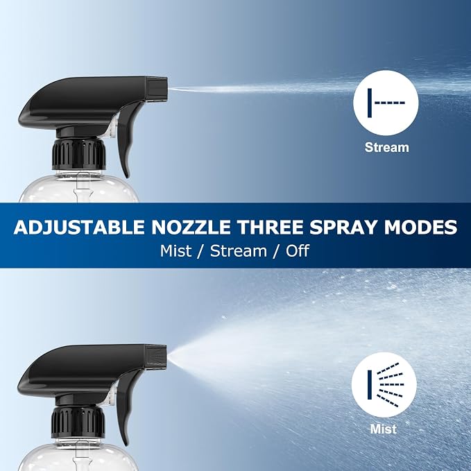 Veco 15oz Graduated Spray Bottles, 4-Pack — 360° Any-Angle Spraying for Easy Dilution, Leak-Resistant spray bottles for Cleaning, Plants, Hair & Pet Use + Foldable Funnel