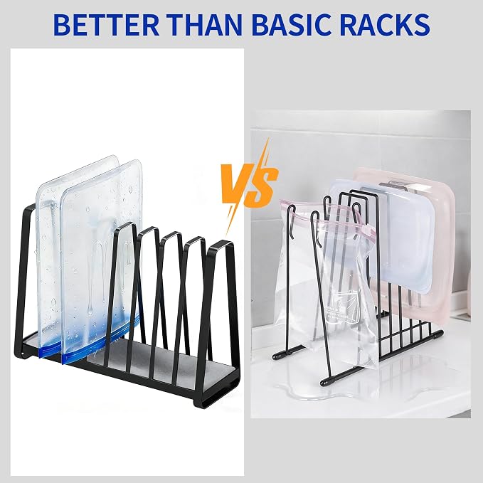 YIGII - Reusable Bag Drying Rack, Plastic Bag Holder Dryer for Ziplock, Kitchen Drying Rack for Sandwich Bags, Food Silicone Bags Holder, Built in Quickly Dry Stone