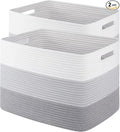 Storage Baskets for Organizing, Large Woven Basket for Shelves, Toy Basket with Handles,Closet Storage for Blanket Living Room, Bedroom, Nursery, 15.8" x 11.8" x 11.8", 2 Pack