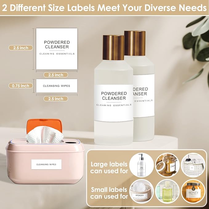 Cludoo 372 PCS Preprinted Minimalist Home Laundry Bathroom Labels for Organizing with DIY Blank Labels, Waterproof Oil Resistant Stickers for Bathroom Laundry Home Beauty Organization Supplies Labels