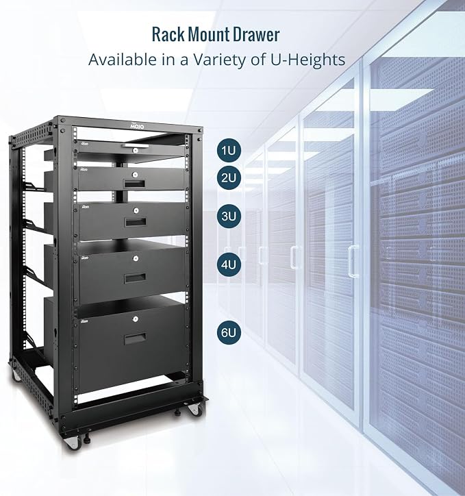 Tecmojo 6U Rack Drawer,Rack Mount Drawer for 19in Network Equipment/Server/AV Rack or Cabinet Enclosure,Sliding and Lockable Server Rack Drawer - Load-Bearing 44lb (20kg),with Cable Management Holes