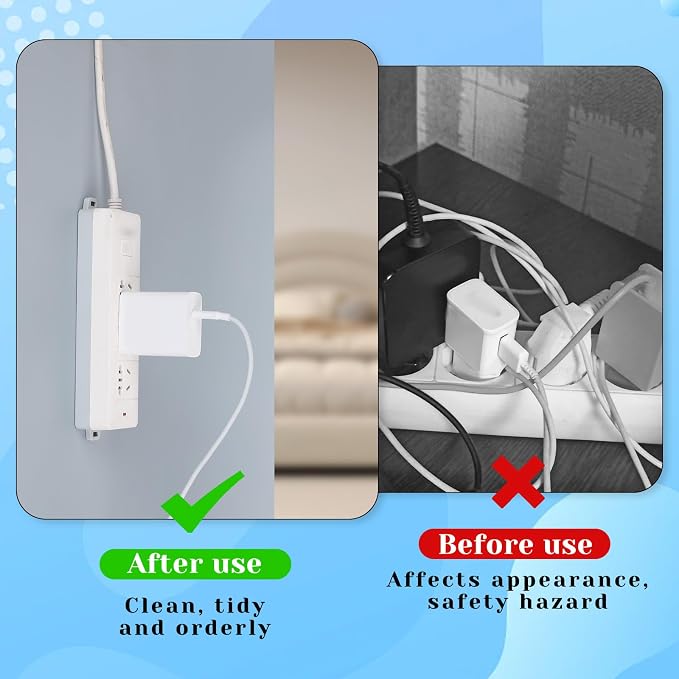 6 Pcs Power Strip Holder, Self-Adhesive Socket Holder for Wall & Desk, Punch-Free Surge Protector Mount, Space Saving Cable Management for Home, Kitchen & Office (Colorful)