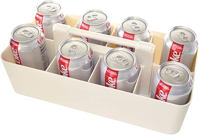 -Large Portable Caddy, DIY Dividers, 8 Compartments, School Office Supplies Home Business Organizer,Portable Basket with Handle Storage Organizer Modern Made in USA (4 PACK, Ivory)