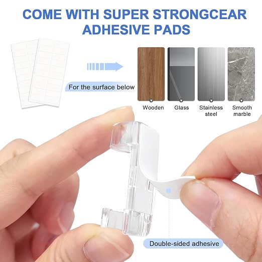 Adhesive Cable Wire Clips Clear (40 PCS) with Screw Holes - Strong Sticky or Screw-Mountable Cord Holders for Wall, Under Desk, Car, PC & Ethernet Cords, Indoor/Outdoor Christmas Lights Organizer