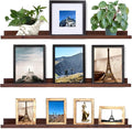 MBYD Floating Shelves 3 Same Dimensions, 48 Inch Deep Walnut Solid Wooden Shelves for Wall, Wall Mount Picture Ledge Shelf, Hanging Photo Display Shelf for Bedroom, Kitchen, Office, Living Room