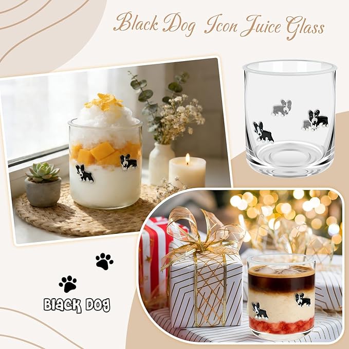 14 Ounce Icon Juice Glasses, Aesthetic Cocktail & Old Fashioned Drinking Glasses, Iconic Clear Glass Cups for Women, Sister, Friend & Party Gifts (Black)