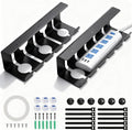 Cord Management Under Desk, 16.5" L x 4.7" W x 4.3" H, 2 Pack Under Desk Cable Tray, Wire Organizer for Power Strip, Tape Mount or Screw Mount, Easy Install Cord Raceway for Desk & Home
