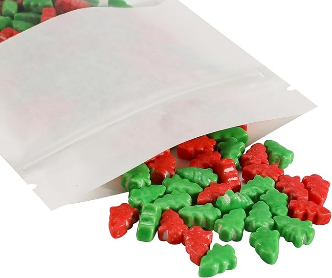 100PCS Resealable Kraft Paper Packaging Bags with Clear Window, Food Grade Heat Sealed Zipper Pouches for Coffee, Tea, Nuts, Snacks, Cookies (White, 7 * 9CM/2.8"*3.5"-100PCS)