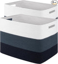 Storage Baskets for Organizing, Large Woven Basket for Shelves, Toy Basket with Handles,Closet Storage for Blanket Living Room, Bedroom, Nursery, 15.8" x 11.8" x 11.8", 2 Pack