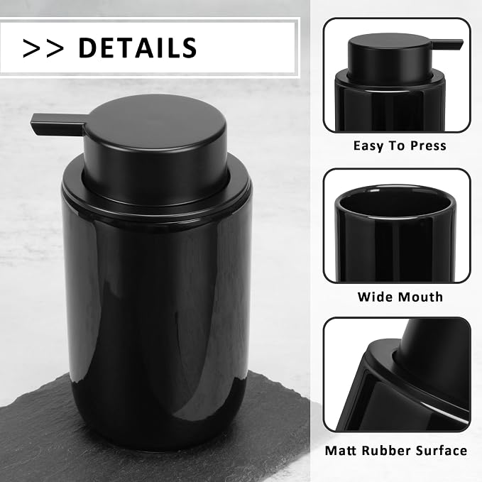Soap Liquid Dispenser Ceramic with Easy-to-Press Pump Hand Liquid Dispenser for Shampoo Bathroom Countertop 13.5 oz