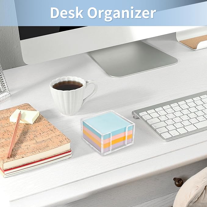 Acrylic Sticky Note Holder, 3 x 3 Crystal Clear Sticky Note Dispenser Acrylic Notepad Holder for School Home Office Desk Organization
