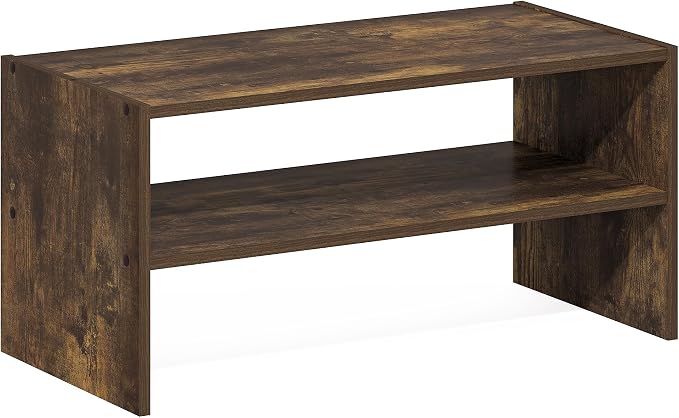 Furinno FANO 2-Tier Shoe Rack, Stackable Shoe Organizer, Amber Pine | 11.7 x 24.2 x 11.7, 24" Width Shoes Storage, for Closet Entryway, Office, Garage