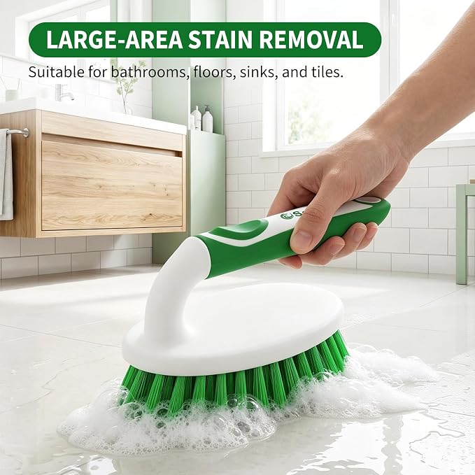 Scrub Brush Set of 4 Pack, Heavy Duty Shower Cleaner Brush with Non-Slip Handle Scrubber Brush Ergonomic Design Cleaning Scrub Brush Set for Household Use, Shower, Floor, Tub, Kitchen
