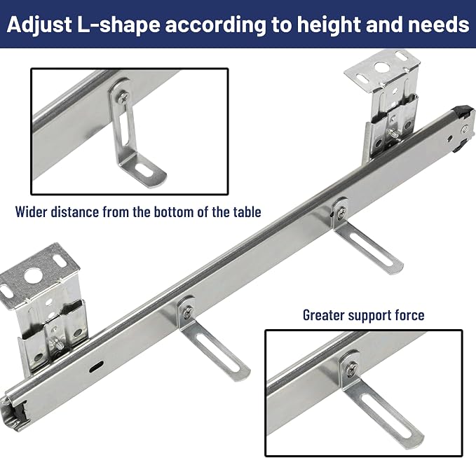 14" Keyboard Slide Heavy Duty Ball Bearing Slides Computer Tray Under Desk Rails Rack Cabinet Furniture Drawer Hardware Accessories with Adjustable Height Bracket & L Extension Support Bracket(Sliver)