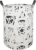 KUNRO Round Laundry Gift Basket Storage Hamper, Clothes Storage Organizer Bins, Shelf Basket with Handles for Room Decor (Cow)