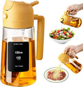 SWEET VIEW Oil Sprayer for Cooking 16oz/470ml | Glass Oil Dispenser/Pour Bottle, Kitchen Accessories, Kitchen Gadgets for Air Fryer, Salad, BBQ, with Stickers (Yellow)