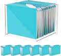 Dispowreath 24 Hanging File Folder with Acrylic Organizer for Letter/a4 Size Desktop Clear File Storage Box with Handles for Home Work Office Use(Blue,Classic)