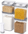 alaboom 4-Piece Airtight Vacuum Food Storage Containers with Hand Pump, Reusable Leak-Proof Plastic Canisters for Longer Freshness (1.43 QT, 0.95 QT*2, 0.41 QT)