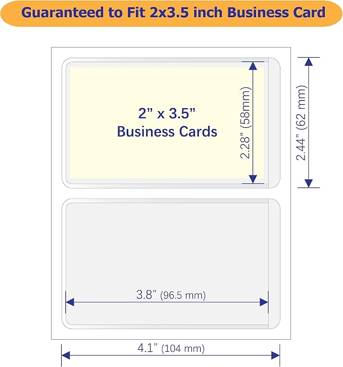 IMAGAME Clear Adhesive Business Card Pockets, 50 Pack | Side Open for Loading, Plastic Labels Holders, For Storage Bins and Library Card, Organizing and Protecting Business Cards