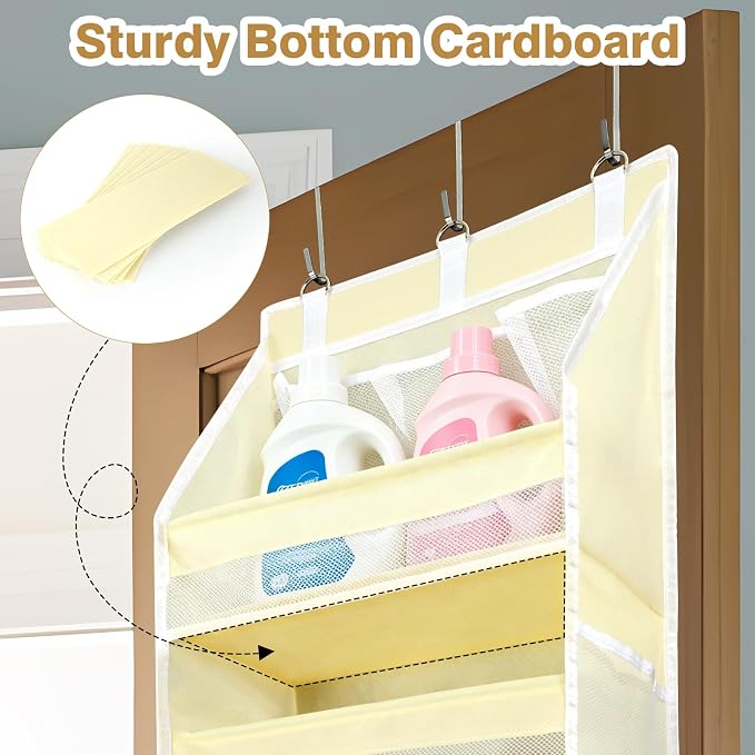 YooxArmor Over The Door Organizer, Hanging Storage with 6+10 Large Pockets, 22lbs Load Anti Tilt Behind Door Storage for Closet Bedroom Bathroom, White