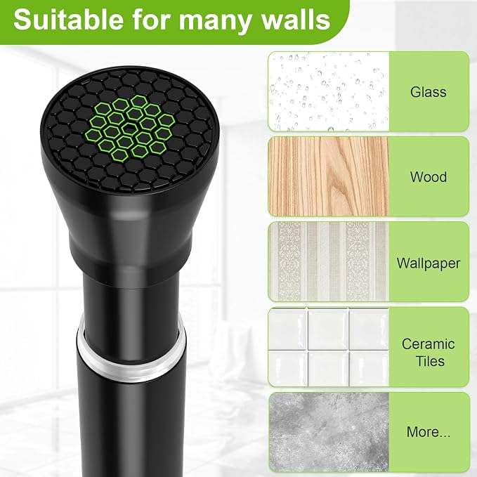 Black Tension Rods 16 to 26 Inch Curtain Rods No Drilling Small Tension Rod Spring Adjustable Curtain Rod Expandable Pressure Spring Tension rods for Closet, Kitchen