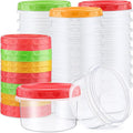 Sieral 36 Pack 8 oz Freezer Containers with Lids Reusable Deli Freezer Storage Containers Stackable Plastic Thick Twist Top Jars for Takeout Food Round Wide Mouth Lunch Snack (Red,Green,Yellow)