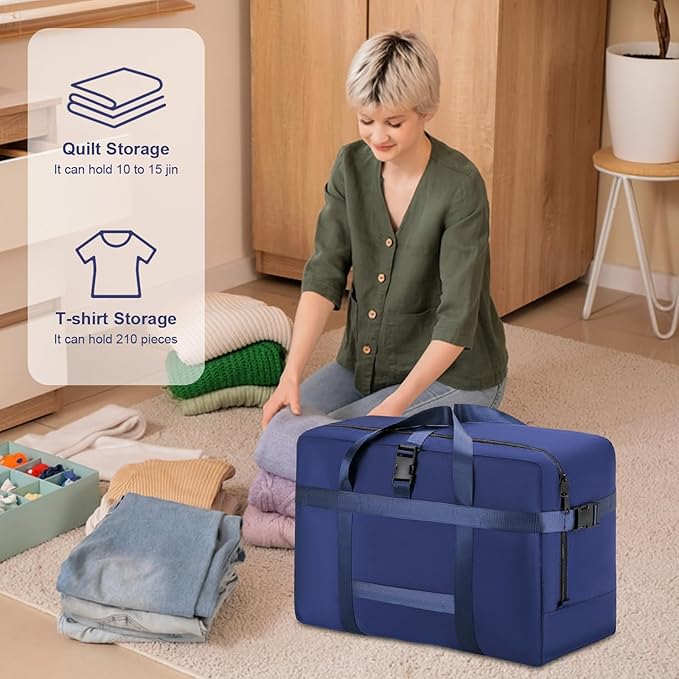 Upgrade Moving Bags Heavy Duty Extra Large, College Packing Bags for Moving Clothes, Moving Supplies & Boxes with Zippers and Handles, Storage Bags Moving Totes Camping Essentials (Blue, 98L)