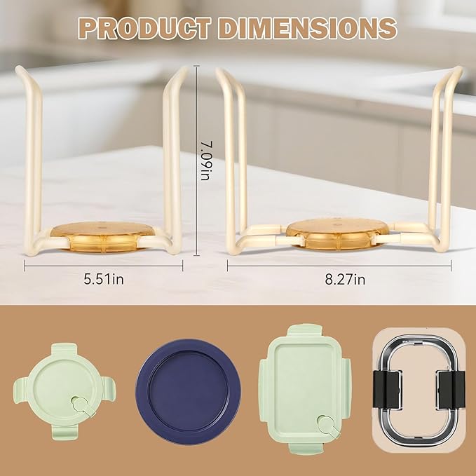 3 Pack Adjustable Lids Organizer for Rubbermaid Brilliance Lids, Lid Organizers Inside Cabinet for Pyrex Snapware, Lids Holders Suitable for Storing Lids of Various Sizes（5.51in-8.27in）