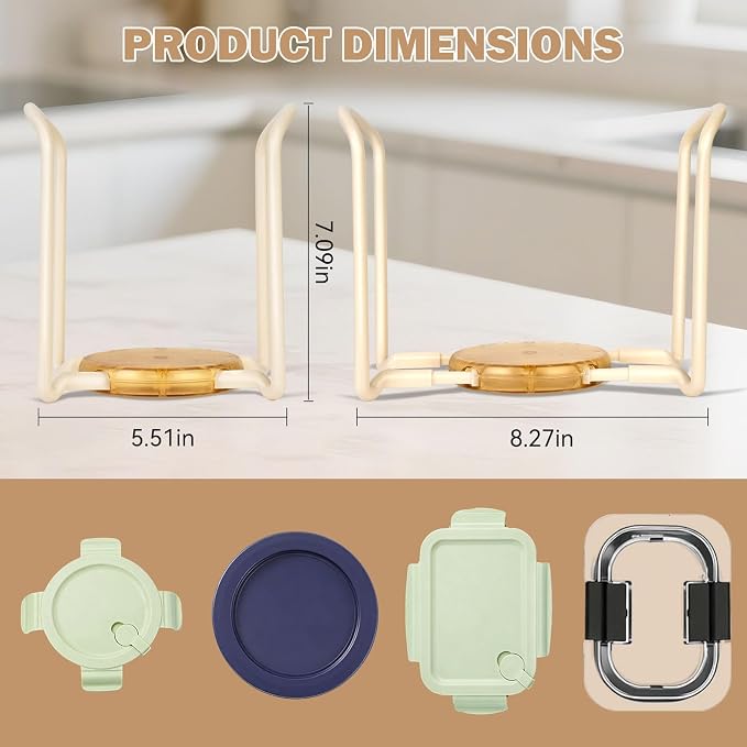 Adjustable Lids Organizer for Rubbermaid Brilliance Lids, Lid Organizers Inside Cabinet for Pyrex Snapware, Lids Holders Suitable for Storing Lids of Various Sizes White（5.51in-8.27in）