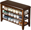 Taitiy Entryway Shoe Storage Bench, Shoe Organizer Bench for Entryway, Ideal for Hallways Front Doors Entrances Mudrooms Featuring Rubberwood and 3 Height-Adjustable and Removable Shelve