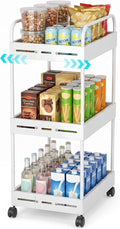 3 Tier Expandable Rolling Storage Cart, Rolling Utility Cart with Wheels | Expandable Adjustable Width, Sturdy Metal Frame, Silent 360° Wheels, Storage for Bathroom, Kitchen, Laundry & Living room