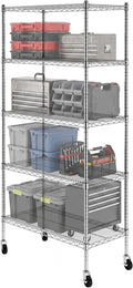 SafeRacks NSF 5-Tier Heavy Duty Steel Wire Rack w/Wheels (18"x36"x72")