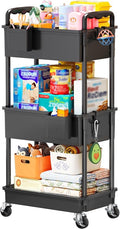 SUNALLY Baby Diaper Caddy Cart, 3 Tier Rolling Diaper Cart with Lockable Wheels for Nursery Essentials, Large Capacity & Easy Assemble Diaper Storage Organizer for Newborn,New Mom, Black