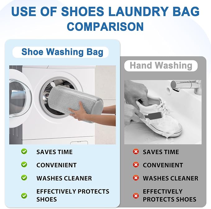 Aship Shoe Washing Machine Bag, Laundry Shoes Bag for Washer & Dryer - Reusable Shoe Cleaning Bag for Sneakers,Tennis Shoes, 360° Deep Cleaning With Self-locking Zipper for All Shoes Sizes - Gray,1PC