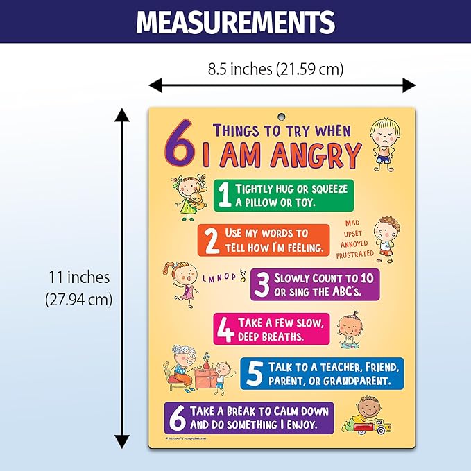 ZOCO – Behavior Management Chart – Anger Control & Coping Tools for Kids – Home & School Calm Down Corner Supplies – Laminated Card with Magnets, 8.5" x 11"