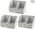 Closet Organizers And Storage - UPGRADED HEIGHT Trapezoid Storage Bin W/ Handles & Adjustable Dividers, Fabric Collapsible Storage Bins For Clothes Storage & Shelf Organizer (3pcs, Medium, Light Gray)