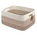 COMFY-HOMI Cotton Rope Woven Basket with Handles for Shelves,Toys,Book, Cloth Storage Baskets Bin for Organizing- 1 PCSToy Decorative Organizer for Living Room, Bathroom 17" x 13" x 7.5"