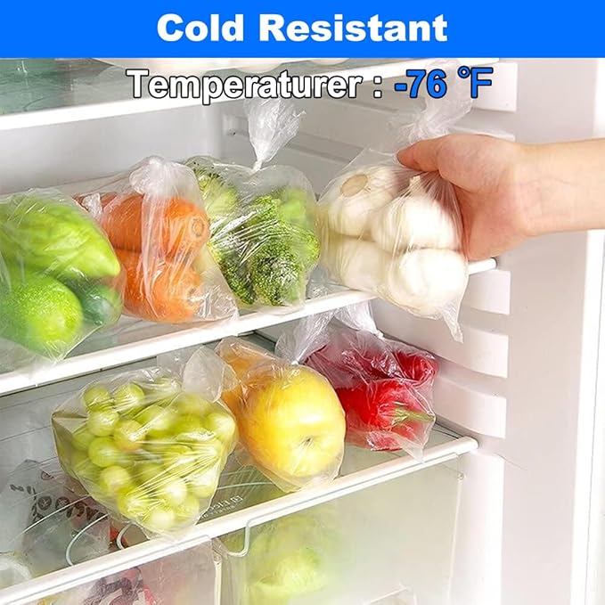 Food Storage Bags, 12 x 20 Clear Plastic Bags, Fresh-Keeping Produce Bags Roll for Food, Fruit, Vegetable, Refrigerator Storage, freezer, Kitchen, Supermarket, 1 Roll 350 Plastic Storage Bags