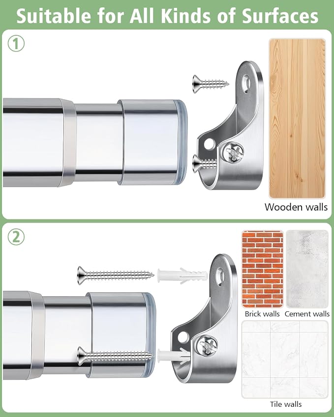 Premium Oval Closet Rod for Hanging Clothes 51"-70"- Heavy Duty, Length Adjustable, No-cut
