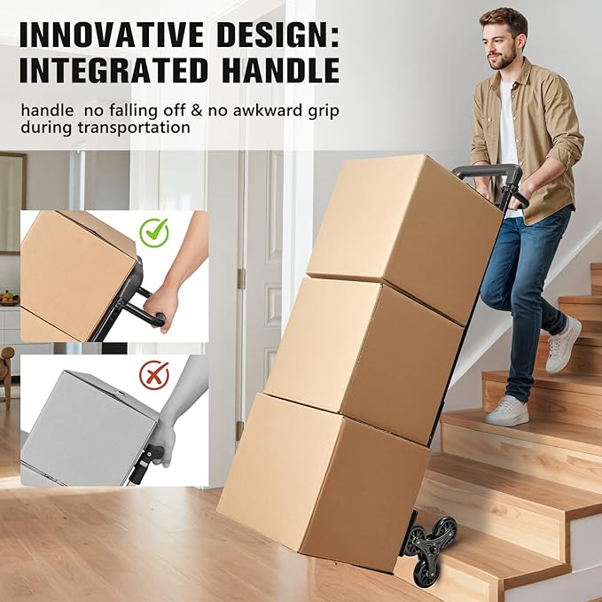 KEDSUM 460 LBS Stair Climbing Dolly, Folding Dolly Cart with Wheels for Stairs, Telescoping Handle & 100% Thickened Steel Stair Climbing Cart for Warehouses, Homes, and Offices, Height 49.2 inch