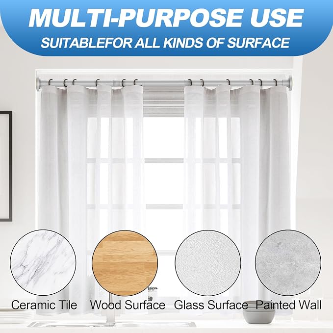 CorkLatta Silver Shower Curtain Rod 31 to 68 Inch,1 Inch Diameter Adjustable Spring Tension Stainless Steel Telescoping Rod,Easy Install,No Rust