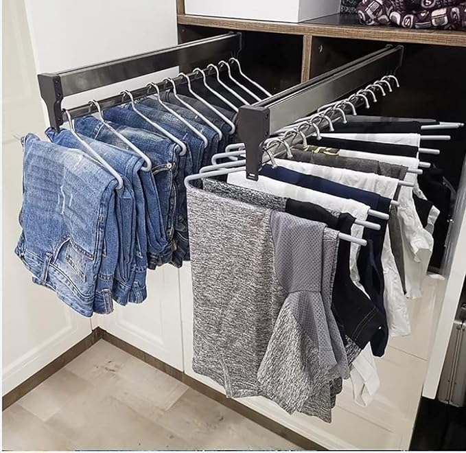 Closet Clothes Hanger Rail,Pull-Out Closet Rod 30-60cm,Wardrobe Clothing Rail,Closet Organizer Rack for Pants and Coat (600MM/23.6INCH)