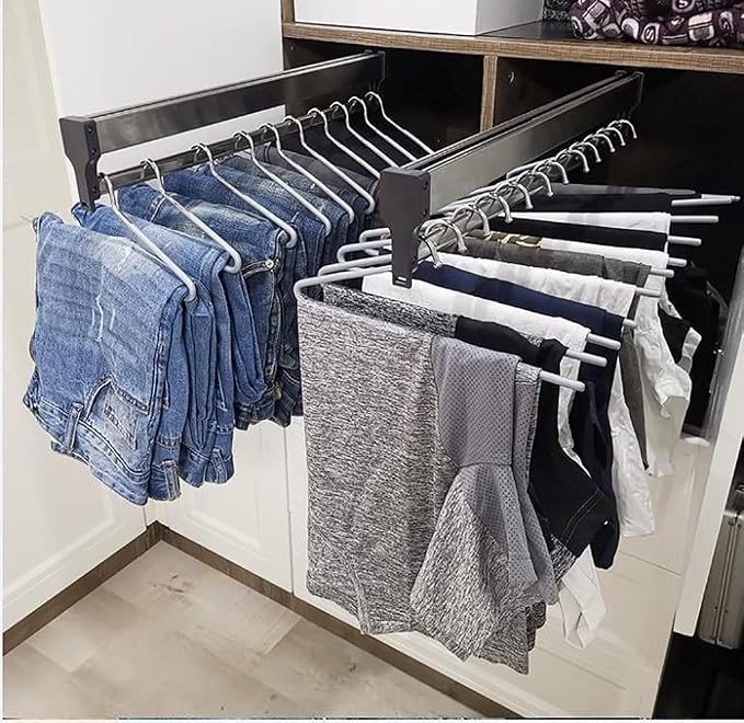 Closet Clothes Hanger Rail,Pull-Out Closet Rod 30-60cm,Wardrobe Clothing Rail,Closet Organizer Rack for Pants and Coat (350MM/13.7INCH)