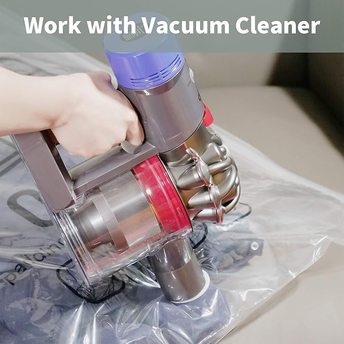 Meetall 4Pack Hanging Vacuum Storage Bag Reusable Space Saver Compressed Bag with Hangers.2pcs in 26.3x35.4inch(67x90cm) and 2pcs in 26.3x43.3inch (67x110cm).Work with Any Vacuum Cleaner.