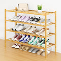 Smiry Long Bamboo Shoe Rack, 4 Tier Free Standing Wooden Shoe Organizer, Stackable Wood Shoe Storage Shelf for Closet, Entryway, 12 Vertical Slats, 2+2 Stack Standard Legs, 33.7"x11"x26", Natural